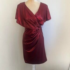 Kensie Red Metallic mini dress valentines day holiday